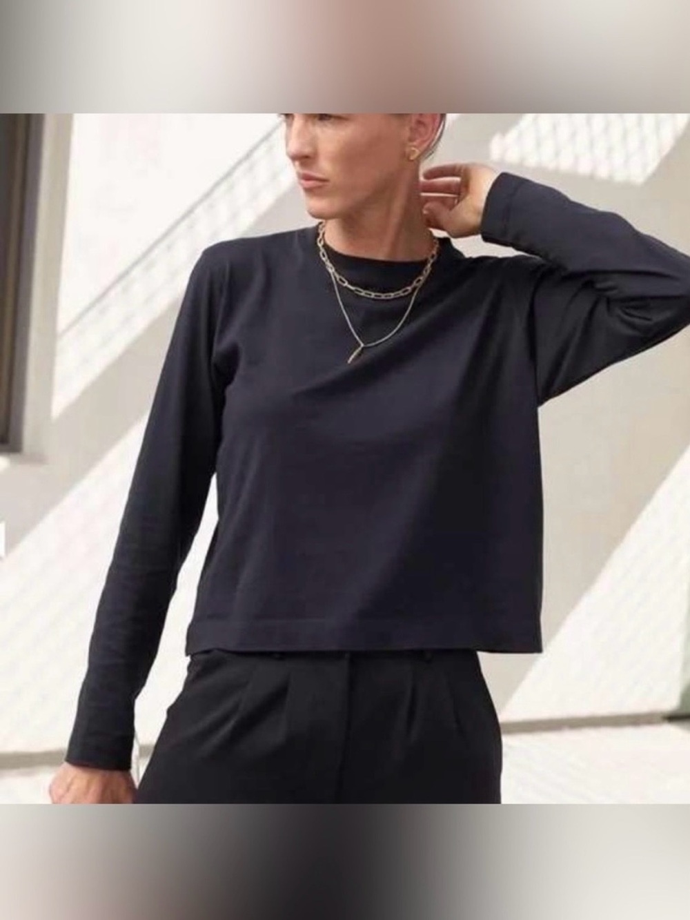 AYR Cropped Long Sleeve Tee Charcoal/Black